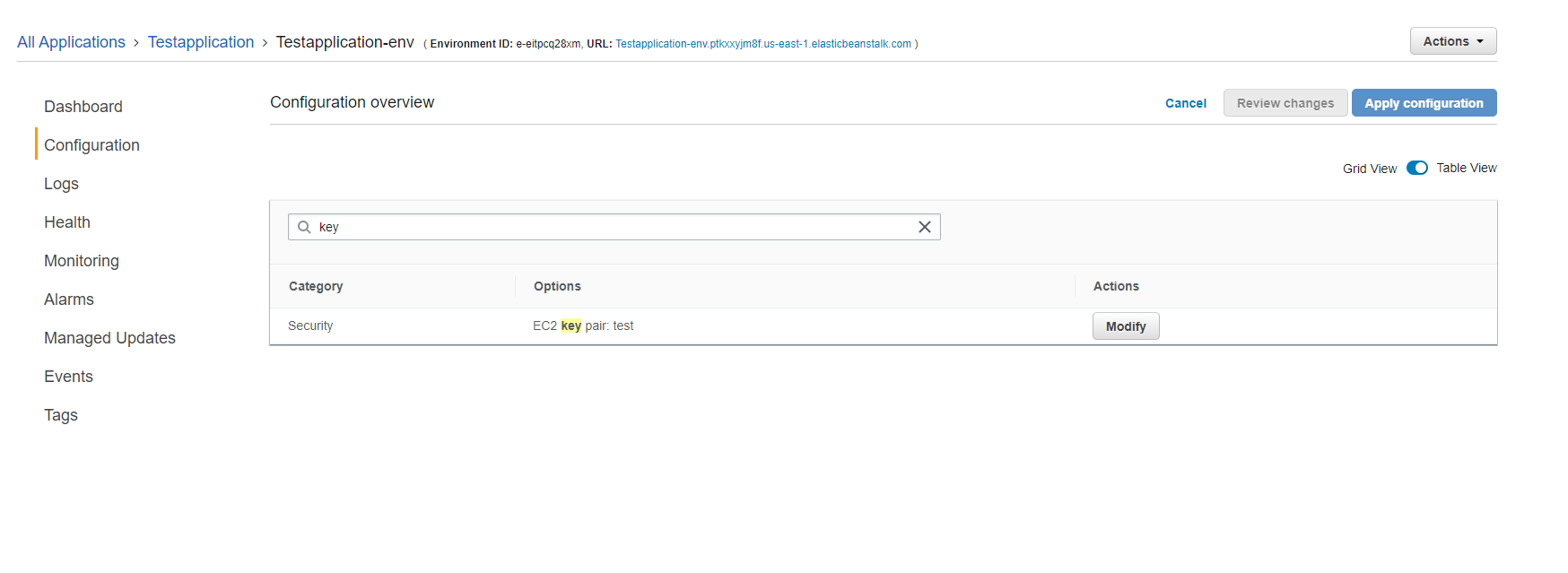 key pair config Keypair Config