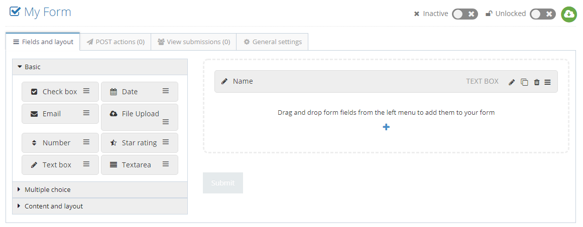 presidecms form builder form fields Form Fields