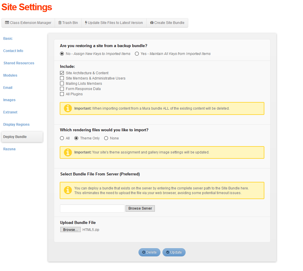 Mura CMS - Deploy theme bundle Muracms Deploy Theme Bundle