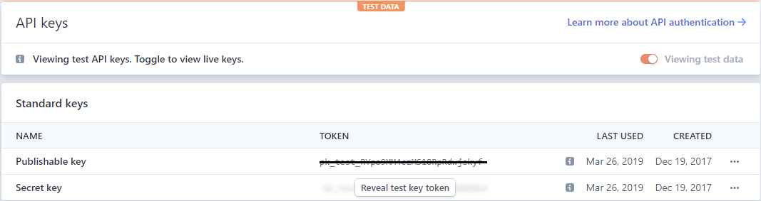 Stripe API Keys Stripe API Key