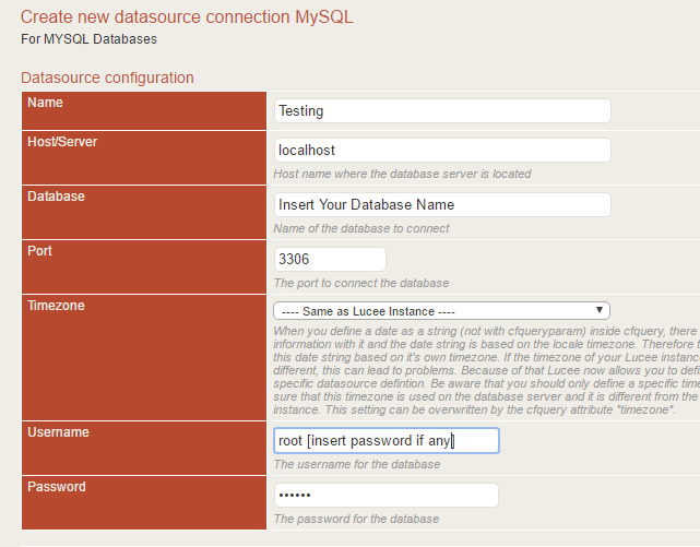 Lucee Create Update Datasource