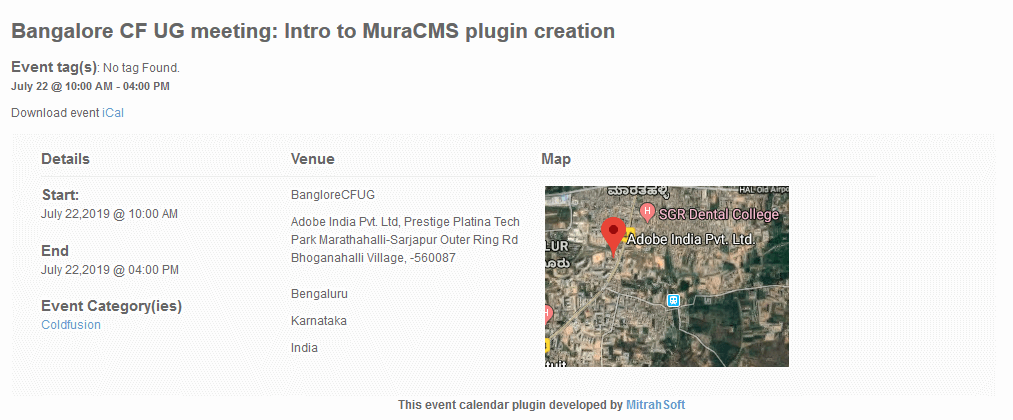 MuraCMS event detail page with Google map Muracms Event Detail Page With Google Map