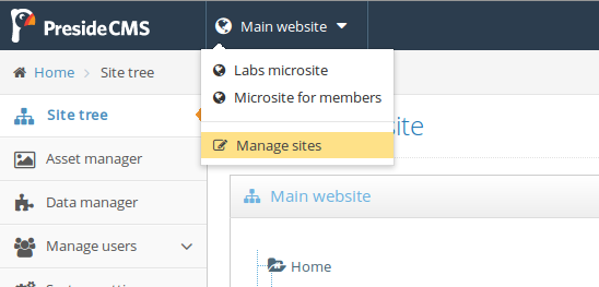 Presidecms Site Picker