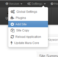 Mura CMS settings - Add site Muracms Settings Add Site